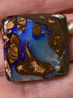 Boulder OPAL pendant necklace with pearls, hand-crafted